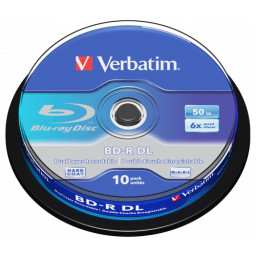 (T10) BD-R DL VERBATIM Dual Layer 50GB 6x Blu-ray Disc White Blue Surface spindle