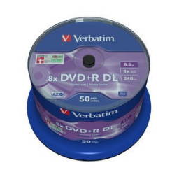 (T50) Spindle DVD+R DL VERBATIM Advanced AZO 8x Doble capa 8,5GB, 240m.