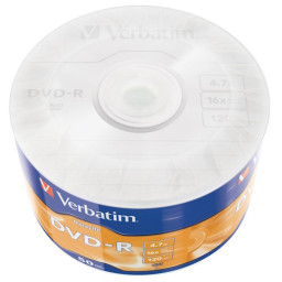 (T50) Wrap DVD-R VERBATIM Datalife retráctil Matt Silver 16x 4,7GB 120m. (non-AZO)