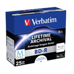 (5) BD-R M-DISC VERBATIM Lifetime Archival 25GB 4x Inkjet Printable jewel case