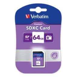 VERBATIM Premium SDXC 64GB Clase 10 U1 Escritura 90MB/s, Lectura 10MB/s