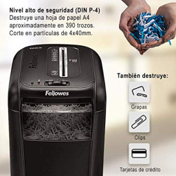 FELLOWES Destructora 60Cs negra partículas de 4x40mm, seg.P-4, 10h, 22L