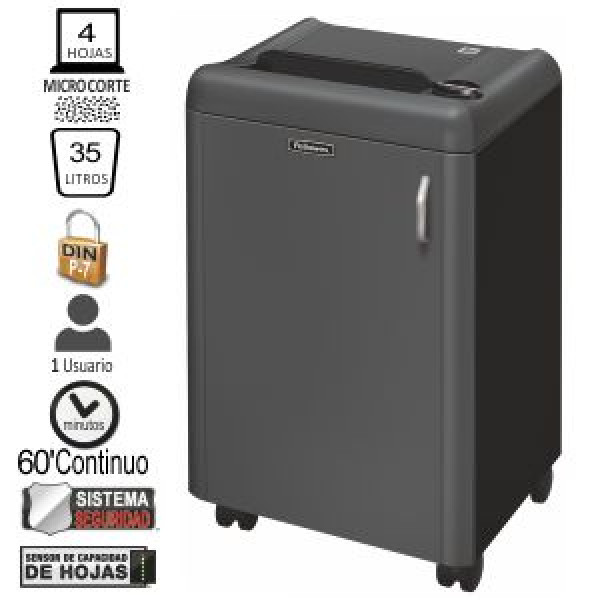 FELLOWES Destructora 3250SMC gris partículas de 0.8x12mm, seg.P-6, 10h, 100L