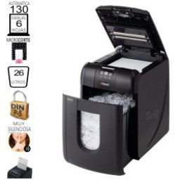 FELLOWES Destructora AutoMax 200C negra 32L. corte 4x38mm, cajón 150 hojas, 32L