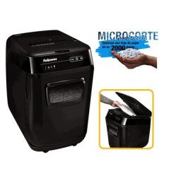 FELLOWES Destructora AutoMax 200M negra 32L. microcorte 2x14mm, cajón 200 hojas,