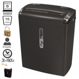 FELLOWES Destructora 8C negra partículas de 4x35mm, seg.P-4, 6h, 14L