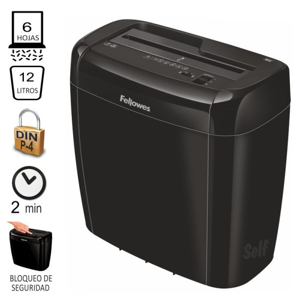 FELLOWES Destructora 36C negra ** partículas de 4x40mm, seg.P-4, 6h, 12L  #PROMO#