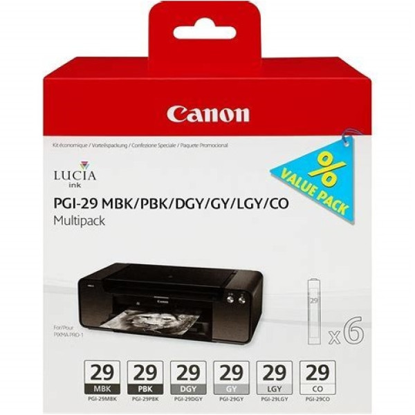 (6) C.t. CANON PGI-29 Multipack grises Pixma Pro 1 MBK PBK DGY GY LGY BK