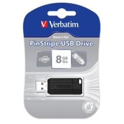 VERBATIM Store'n'Go Pinstripe USB 2.0 Black 8GB Lectura 8Mb/s, Escritura 2,5Mb/s