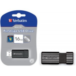 VERBATIM Store'n'Go Pinstripe USB 2.0 Black 16GB Lectura 8Mb/s, Escritura 2,5Mb/s