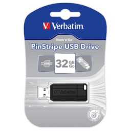 VERBATIM Store'n'Go Pinstripe USB 2.0 Black 32GB Lectura 12Mb/s, Escritura 5Mb/s 