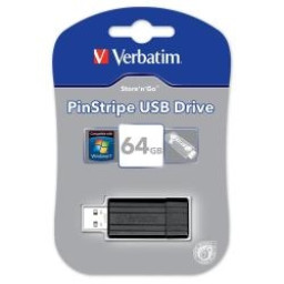VERBATIM Store'n'Go Pinstripe USB 2.0 Black 64GB Lectura 12Mb/s, Escritura 5Mb/s 