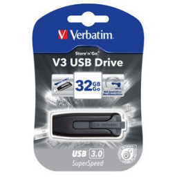 VERBATIM Store'n'Go V3 USB 3.0 Black/Grey 32GB Lect.60Mb/s, Escrit.12Mb/s - USB 3.2/3.0/2.0