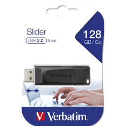 VERBATIM Store'n'Go Slider USB 2.0 Black 128GB Lectura 8Mb/s, Escritura 2,5Mb/s