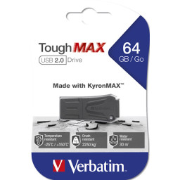 VERBATIM ToughMAX USB drive 64GB rugged crush/water/temperature USB-A USB 2.0