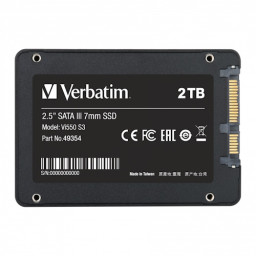 SSD interno VERBATIM Vi550 S3 7mm 2TB SATA-3 Lect.550MB/s, Escr.500MB/s