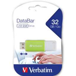 VERBATIM DataBar USB 2.0 Green 32GB Lectura 12Mb/s, Escritura 5Mb/s
