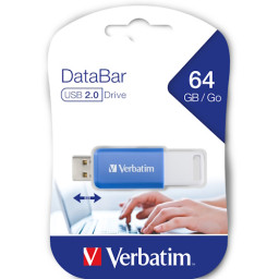 VERBATIM DataBar USB 2.0 Blue 64GB Lectura 12Mb/s, Escritura 5Mb/s