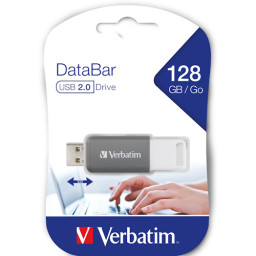 VERBATIM DataBar USB 2.0 Grey 128GB Lectura 12Mb/s, Escritura 5Mb/s