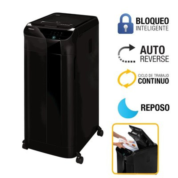 FELLOWES Destructora AutoMax 550C negra 75L. corte en partículas 4x38mm, cajón max 500 hojas