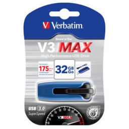 VERBATIM Store'n'Go V3 MAX USB 3.0 Blue/Black 32GB Lectura 300Mb/s, Escritura 70Mb/s  SuperSpeed