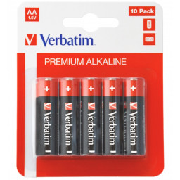 (10) Pilas VERBATIM Premium Alkaline AA LR06 1.5V 2900mAh (pack blister de 20un)