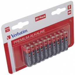 (20) Pilas VERBATIM Premium Alkaline AAA LR03 1.5V 1300mAh (pack blister de 20un)