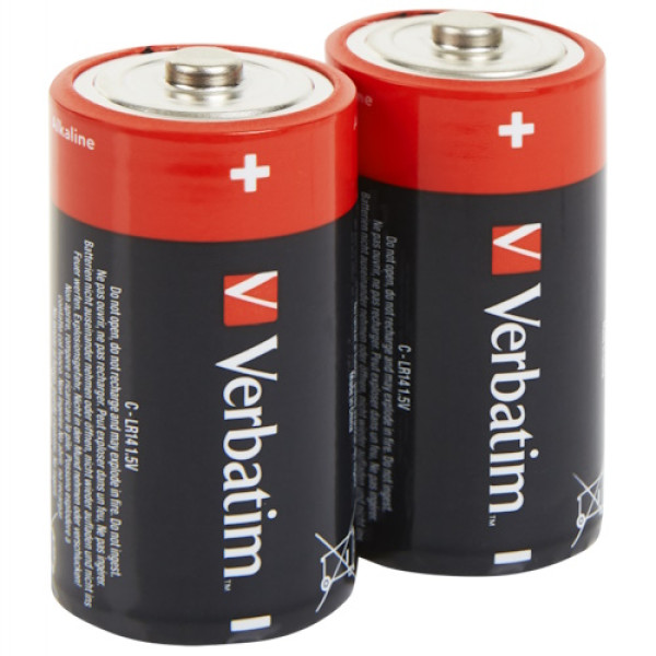 (2) Pilas VERBATIM LR14 tipo C  1,5V 7.500mAh Premium Alkaline