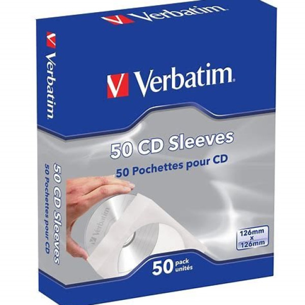 (50) Fundas sobre de papel VERBATIM para CD/DVD CD Sleeve, con ventana y solapa