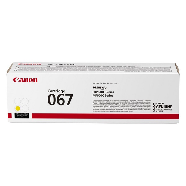 Toner CANON 067 Y: Yellow 1.250p. i-SENSYS LBP631 LBP633 MF651 MF655 MF657