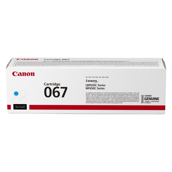 Toner CANON 067 C: Cyan 1.250p. i-SENSYS LBP631 LBP633 MF651 MF655 MF657