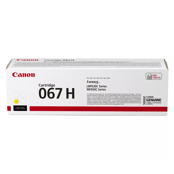 Toner CANON 067H Y: amarillo 2.350p. i-SENSYS LBP631 LBP633 MF651 MF655 MF657