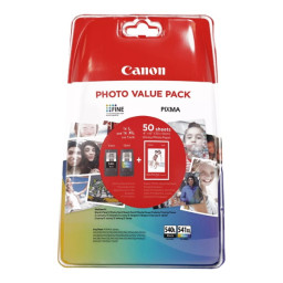 (2) C.t. CANON PG540L/CL541XL Photo Value Pack BL  +50h glossy photo paper BLISTER SEC con alarma *