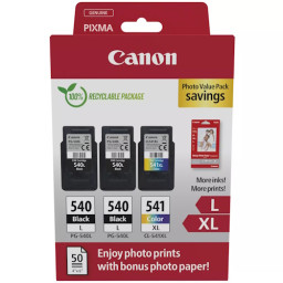 Pack C.t. CANON 2xPG540L/1xCL541 Photo Value Pack +50h papel photo ECOPACK cartón