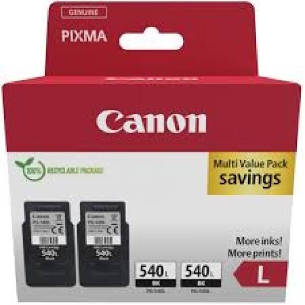 (2) C.t. CANON PG540L negro 11ml 300p. caja cartón MG2150 MG3550 MX475 TS5150 - TWIN-PACK