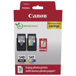 (2) C.t. CANON PG540/CL541 Photo Value Pack +50h. Photo Paper GP-501 ECOPACK cartón