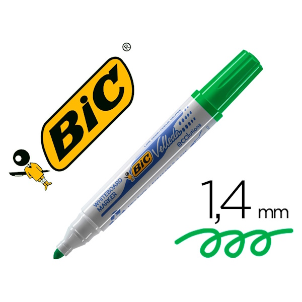 Rotulador BIC verde para pizarra Velleda punta redonda 1,3 mm, modelo grueso Rotulador BIC verde para pizarra Velleda punta redonda 1,3 mm, modelo grueso