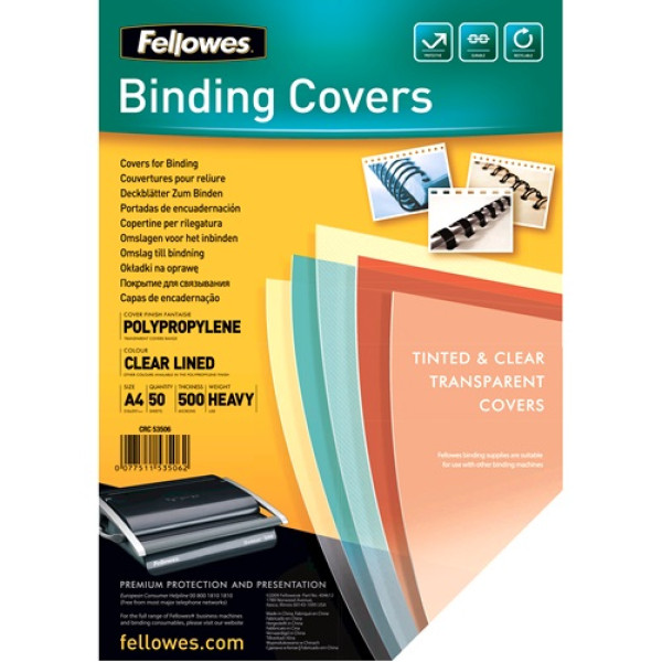 FELLOWES (50) portadas PP transparente 500mic rayada