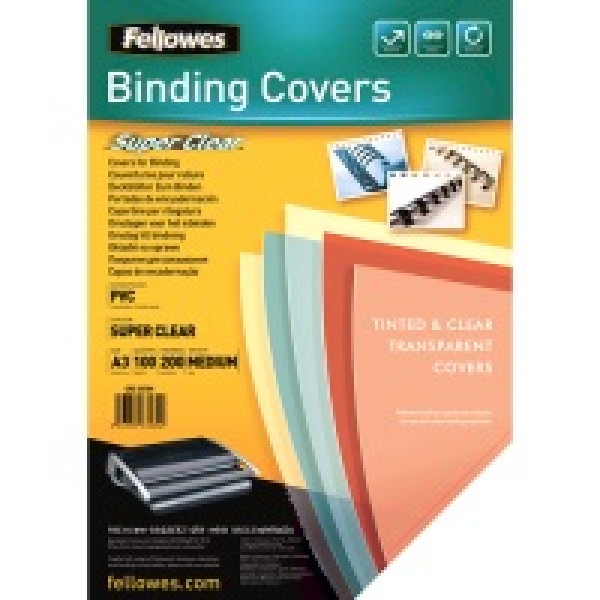 FELLOWES (100) portadas PVC A3 200mic transparente cristal