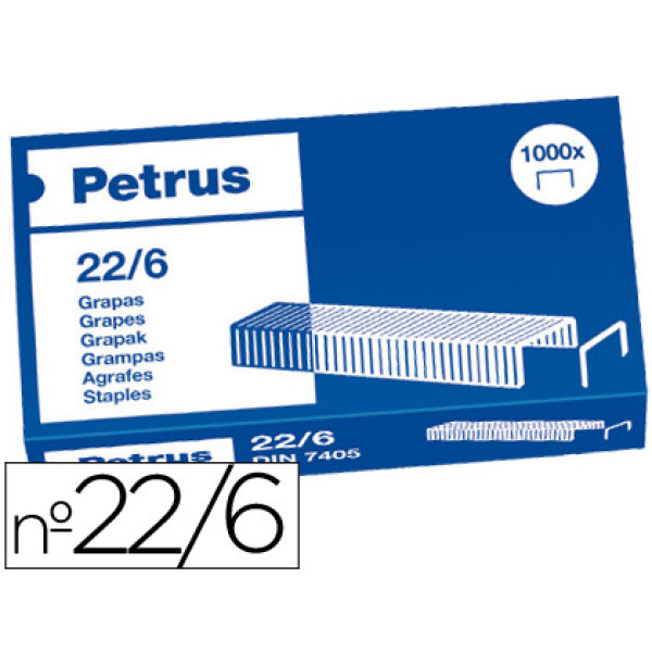 (1000) Grapas PETRUS nº 22/6 cobreadas 