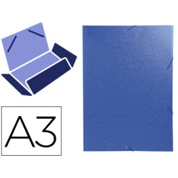 Carpeta gomas EXACOMPTA cartón simil-prespan con 3 solapas, tamaño DIN-A3, color azul (76293)