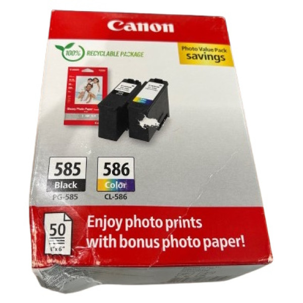 C.t. CANON PG585/CL586 Photo Value Pack +50h 10x15cm photo paper **envase dañado**