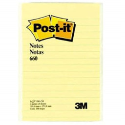(1) Bloc notas POST-IT amarillo 102x152mm líneas 100h/bloc