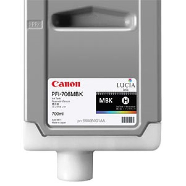 C.t. CANON PFI-706MBK negro mate 700ml IPF8300 IPF8400 IPF9400