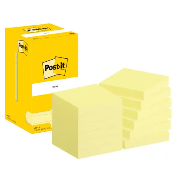 (12) Blocs de 100 notas adhesivas POST-IT 76x76mm amarillas (654-CY)(7100290160)(FT500072937)