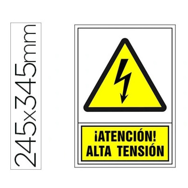 Pictograma SYSSA señal de advertencia ¡ATENCIÓN! ALTA TENSIÓN 245x345mm PVC