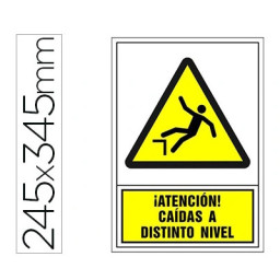 Pictograma SYSSA señal de advertencia ¡ATENCIÓN! CAÍDAS A DISTINTO NIVEL 245x345mm PVC