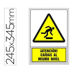 Pictograma SYSSA señal de advertencia ¡ATENCIÓN! CAÍDAS AL MISMO NIVEL 245x345mm PVC