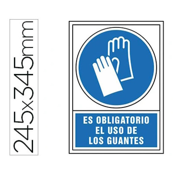 Pictograma SYSSA señal de obligación ES OBLIGATORIO EL USO DE GUANTES 245x345mm PVC