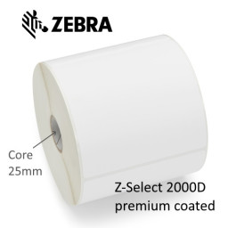 (12) Rollos etiquetas ZEBRA Z-Select 2000D core25mm 32x25mm 12x2580et Premium Topc. perforada